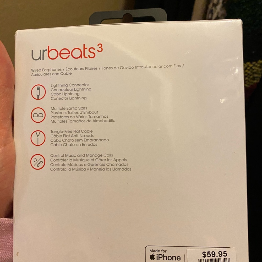 Brand new coral Beats with lightning cord